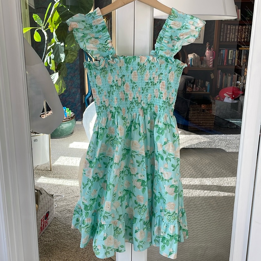 Hill House Elizabeth Dress blue with white roses